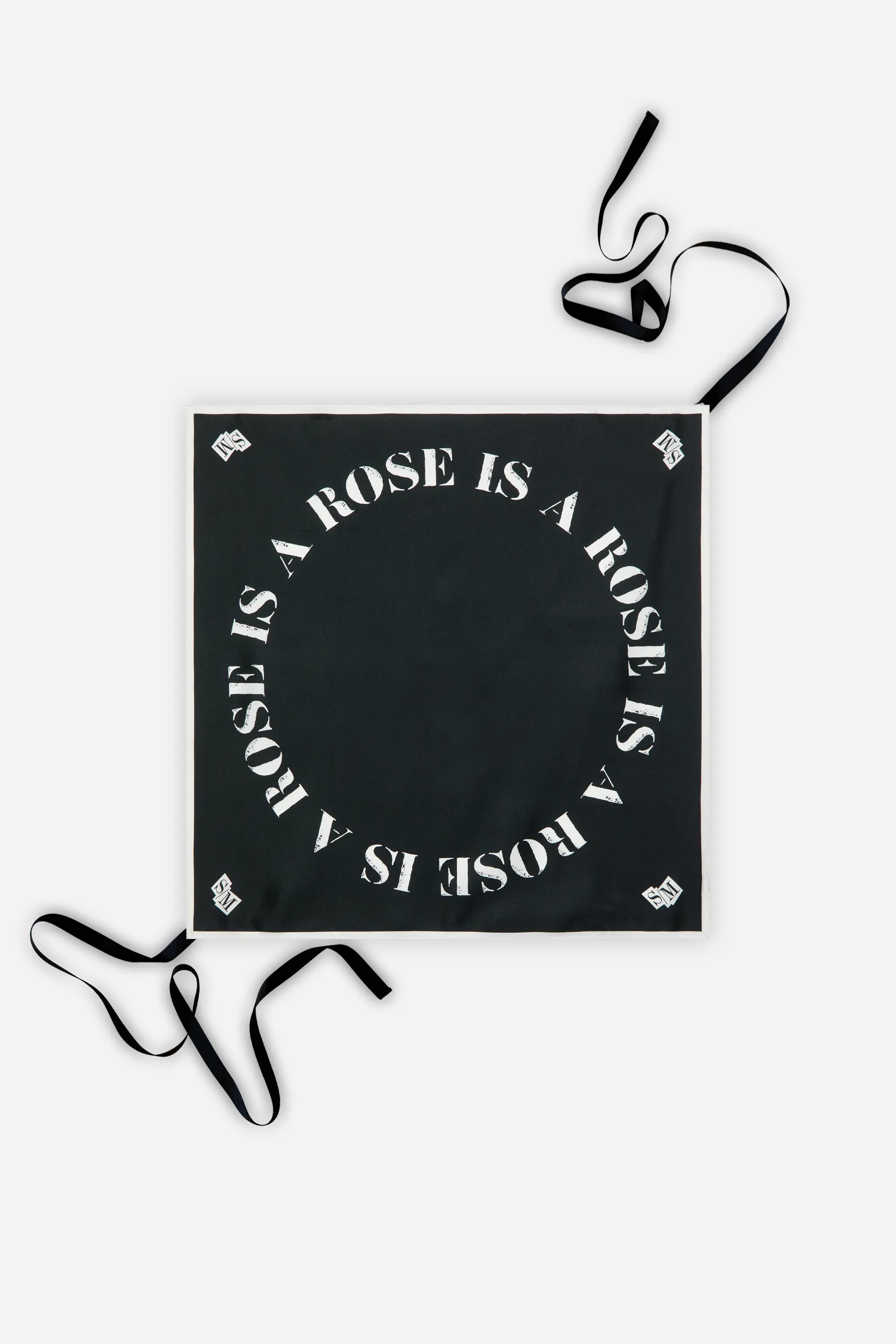 Sebastien Meunier Rose Printed Silk Twill Scarf with Gros Grain Ribbons