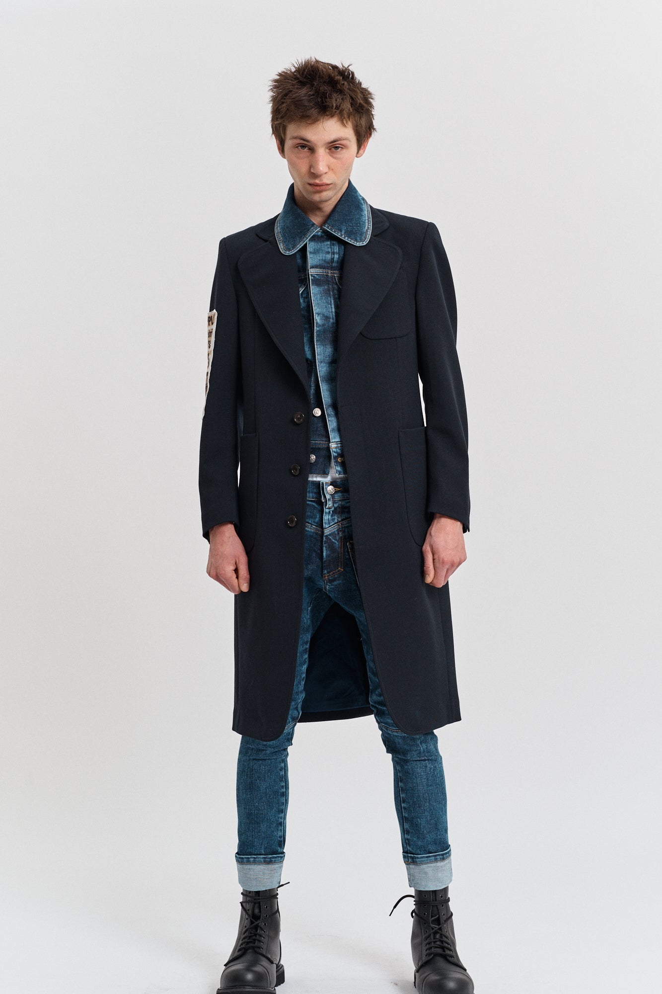 [SM+SM] Single-breasted coat with printed artwork