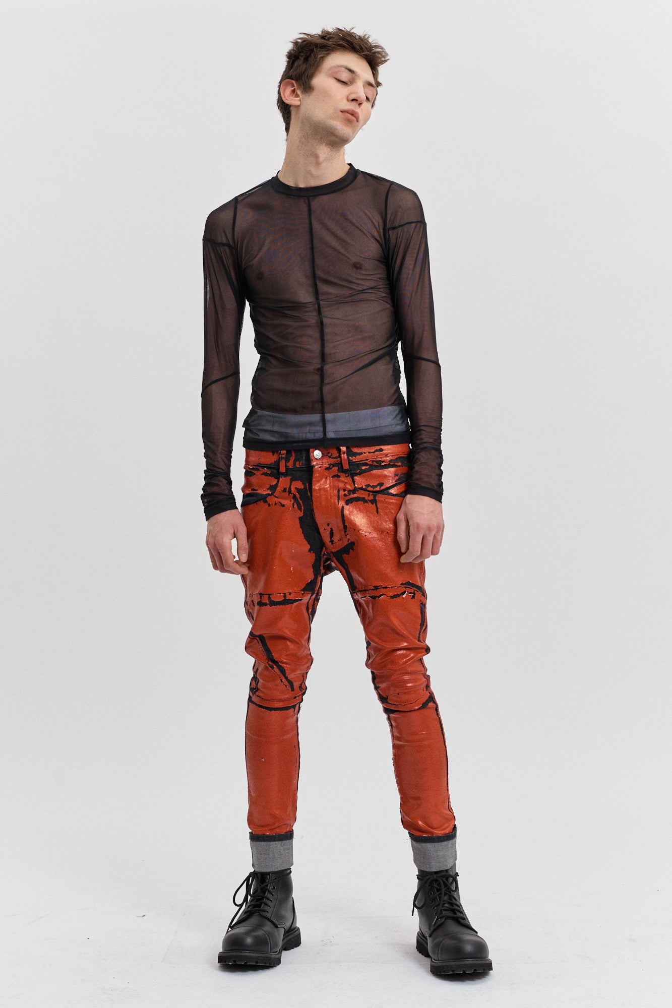 [SM] Anatomical stretch tulle long-sleeve top