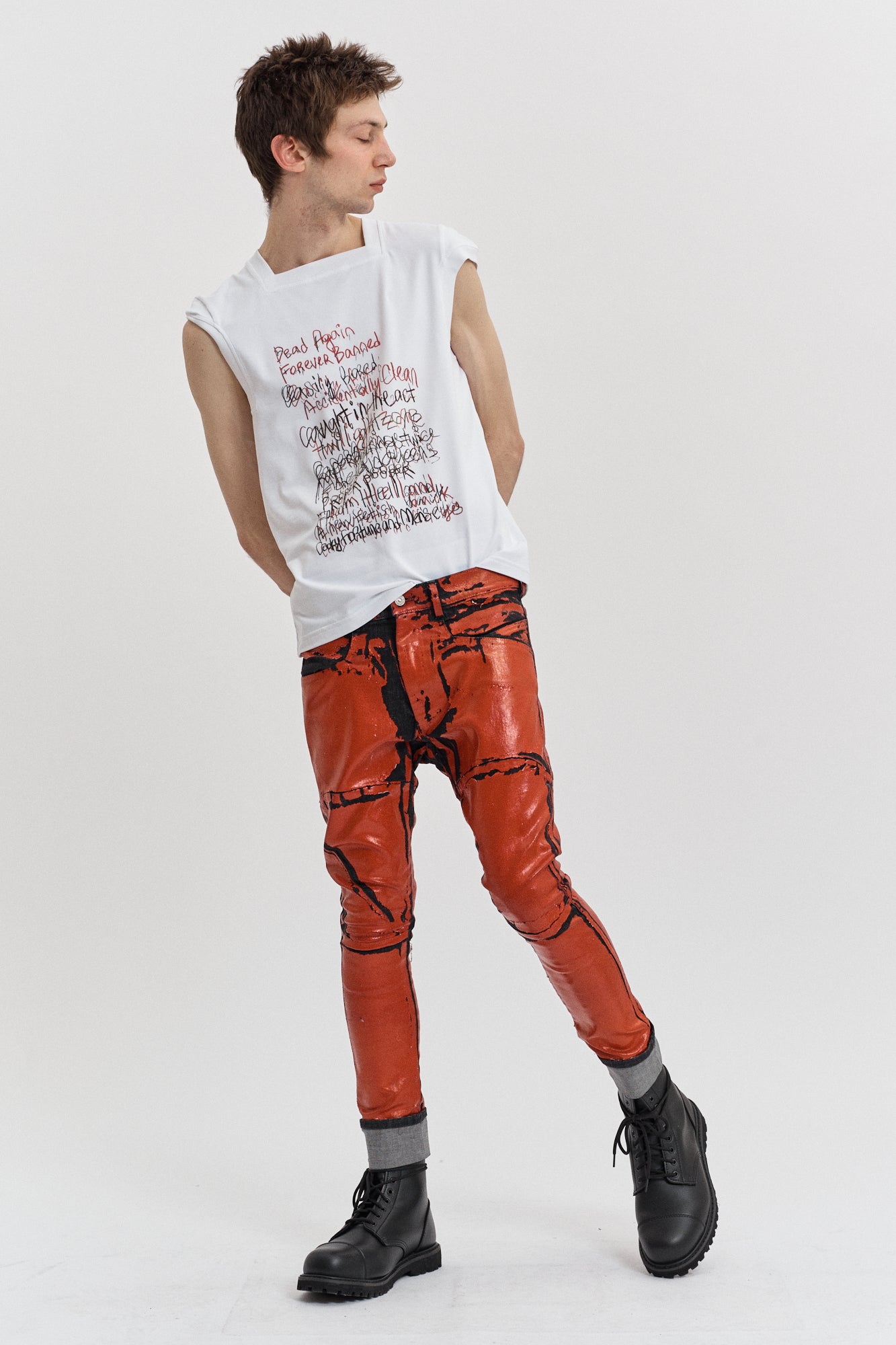 [DEAD AGAIN] Printed square neck jersey top