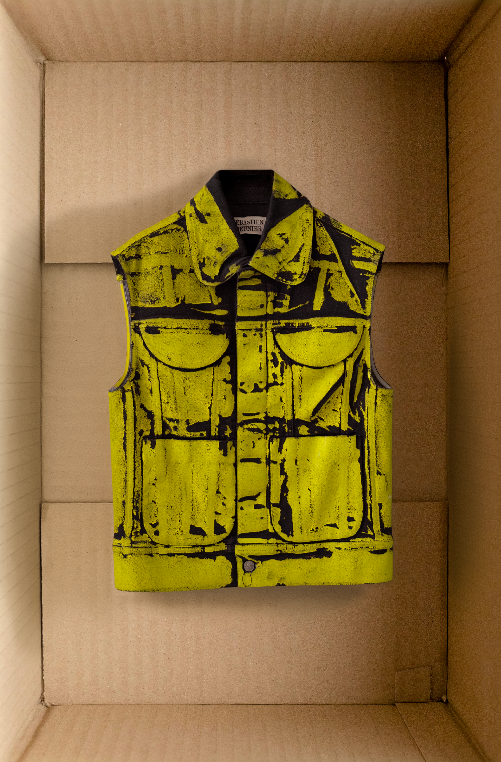 [SM] Yellow coated denim vest